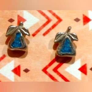 Vintage Silver and Turquoise Pear Earrings